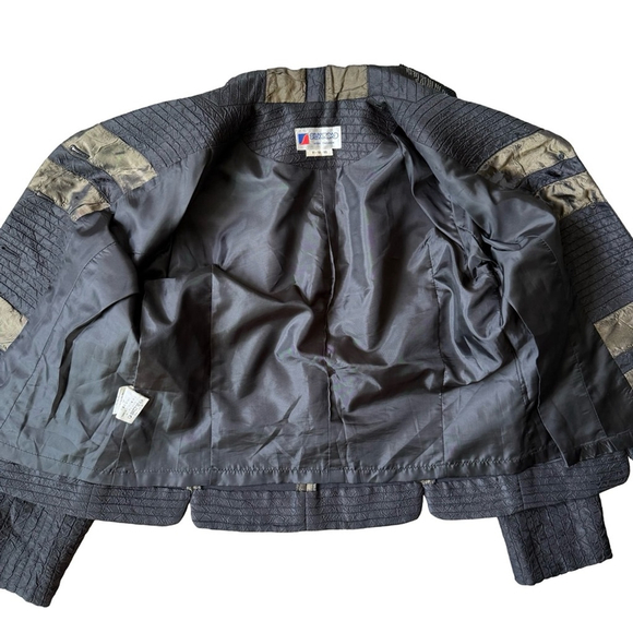 Silkroad Black and Tan Striped Blazer Size M Rhinestone Party Evening Office - Picture 11 of 16